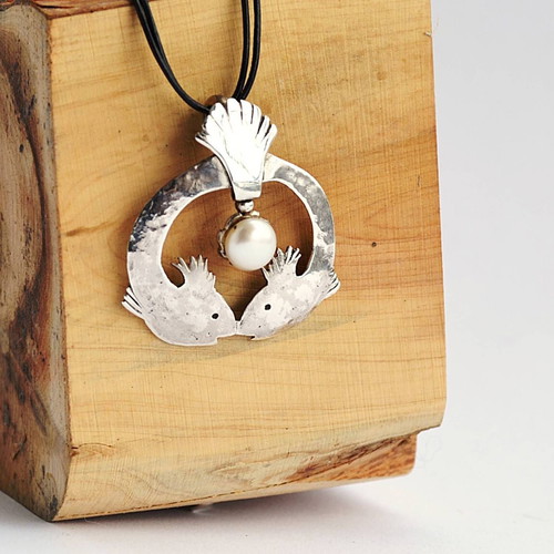 Handmade silver 925 pendant with natural pearl made to order