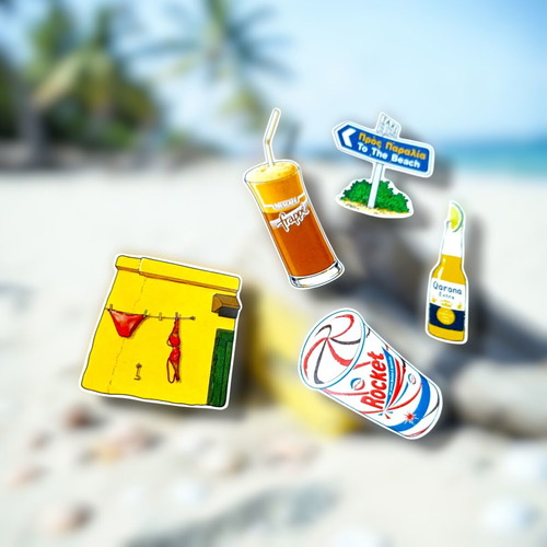 Retro sticker pack with 5 summer vibe stickers new
