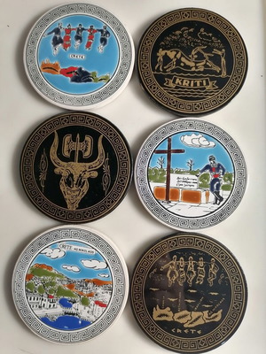 Ceramic coasters with Crete theme set of 6 like new