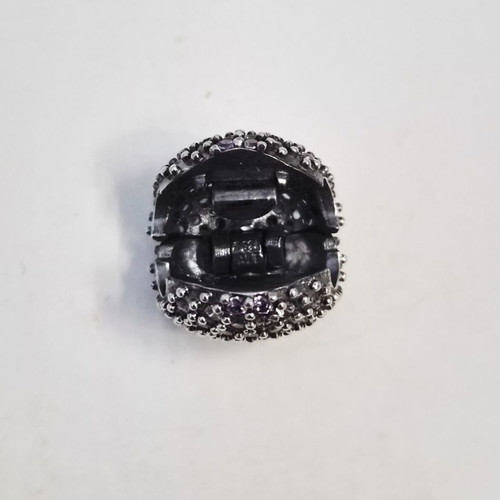 Pandora Clip Heart with Multicolor Zirconia New, Oxidized Silver 925