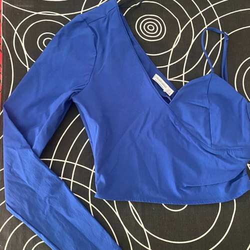 Stradivarius Blue Crop Top One Shoulder Size S Like New