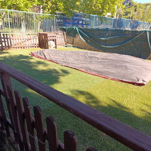 Impregnated fence and playground carpet