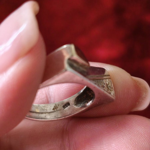 Vintage Geometric Silver Ring 950 Silver & 14K Gold used