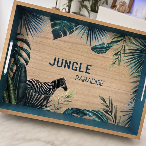 Wooden decorative serving tray Jungle Paradise used