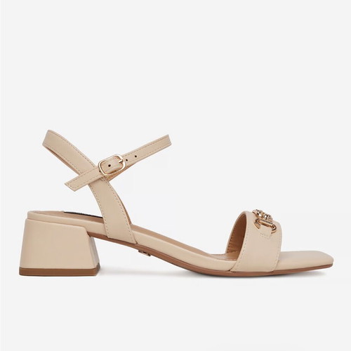 Nine West women's ivory sandals, block heel
