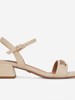 Nine West women's ivory sandals, block heel