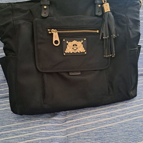 Juicy Couture large shoulder bag used, black with leather details