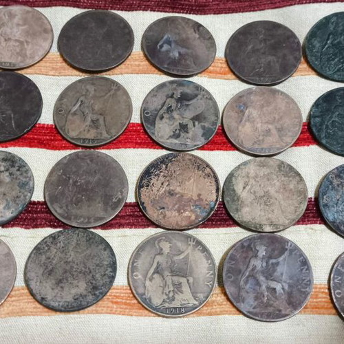 One Penny coins used, pack of 24, with bonus Half Penny 1920