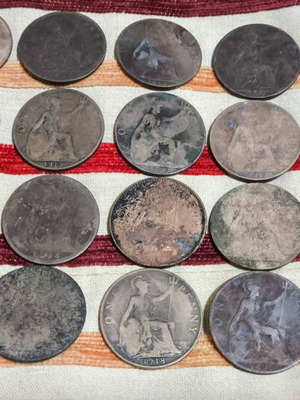 One Penny coins used, pack of 24, with bonus Half Penny 1920