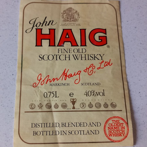 Haig Fine Old Scotch Whisky labels used