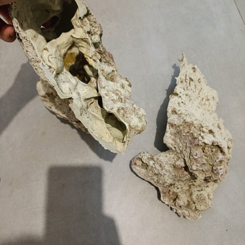 Artificial aquarium rock like new, two large pieces with holes