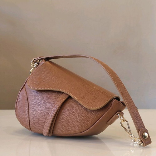 Leather shoulder bag new, brown saddle style