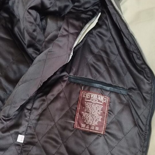 Leather vest used L black-gray, thick with lining