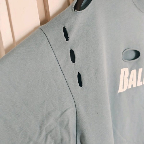 Balenciaga Men's Destroyed Oversized T-Shirt like new, turquoise, size L
