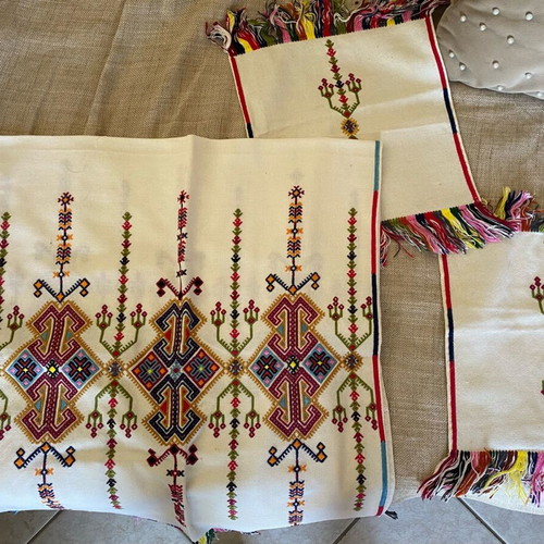 Cretan traditional embroideries like new, 2 small and one 90cm