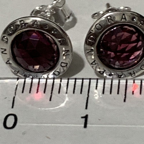 Pandora silver earrings with red stones like new