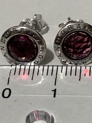 Pandora silver earrings with red stones like new