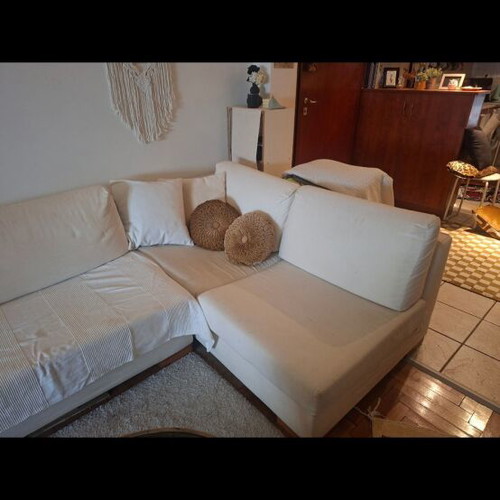Neoset corner sofa, white, removable covers