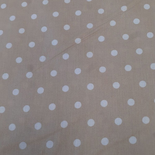 Cotton sheet fabric beige with white polka dots, 4m by 2.6m, new