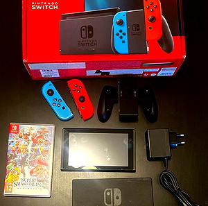 Nintendo Switch 32GB Red/Blue Joy-Con (2019) + κασέτα Smash Bros Ultimate