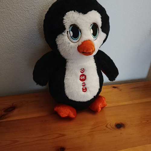 Talking Penguin plush toy like new, interactive and alarm clock