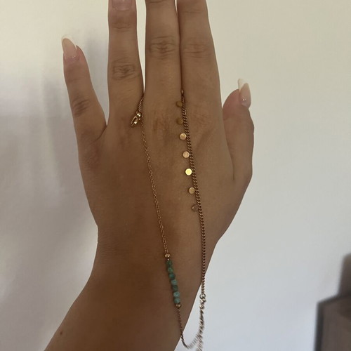 Double chain bracelet with turquoise stones pink gold, like new