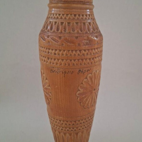 Wooden carved handmade decorative vase, used