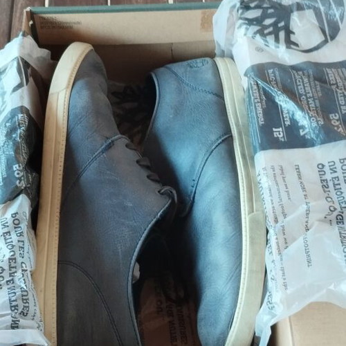 Timberland men's leather casual shoes navy used, size EU 45-46