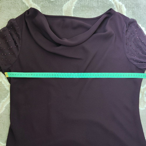 Two-piece set like new, purple with draped blouse and airy skirt