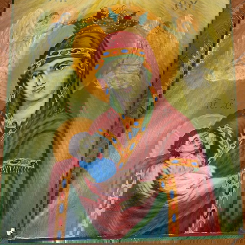 Παναγία ζωγραφιστή εικόνα σε ξύλο μεταχειρισμένη