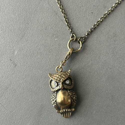 Pilgrim Gold Owl Necklace like new with diamond details