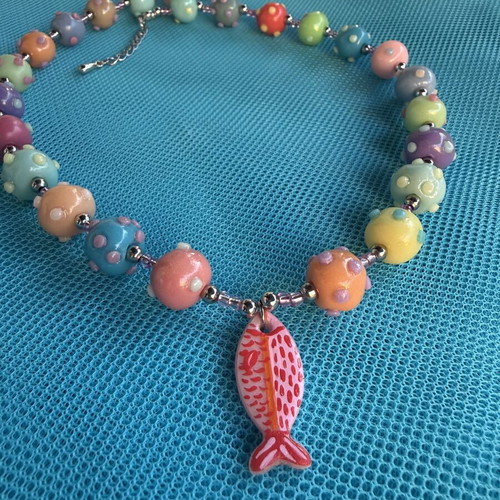 Summer colorful necklace with large beads like new