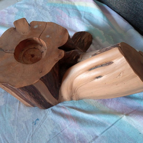 Wooden handmade decorative cedar candle holder large size made to order