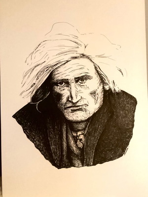 Man Sketch original on acid free watercolor paper 29.7x41cm new