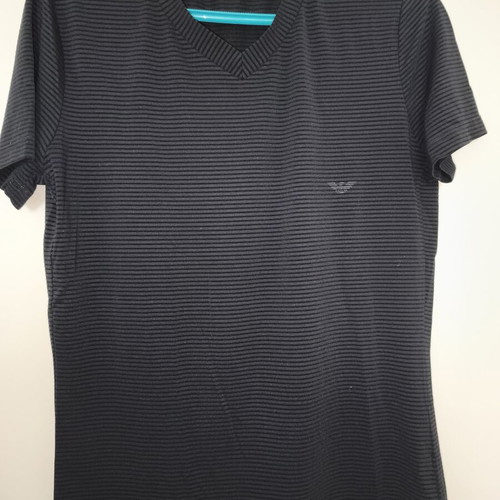 Emporio Armani black striped T-shirt used, size Large slim fit