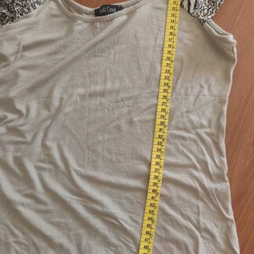 Bill Cost blouse used with animal print sleeves, beige, size M