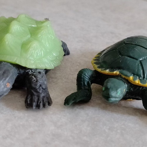 Plastic turtle figures used, set of 5