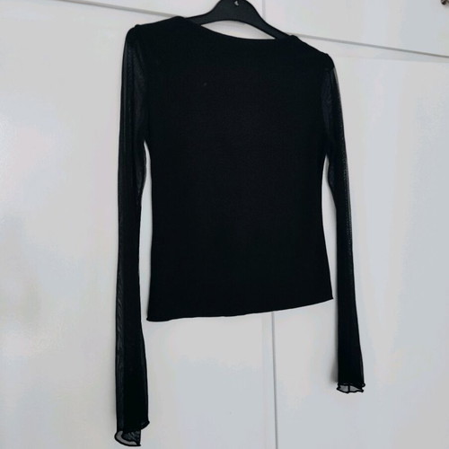 Women's blouse with transparent sleeves size small like new, black