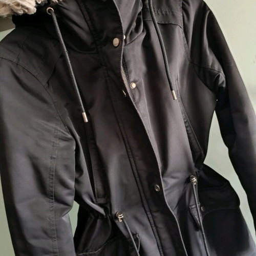 Pull & Bear women's jacket used, black with lining and hood