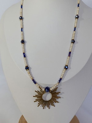 Starbeam necklace new with white and blue beads and gold element