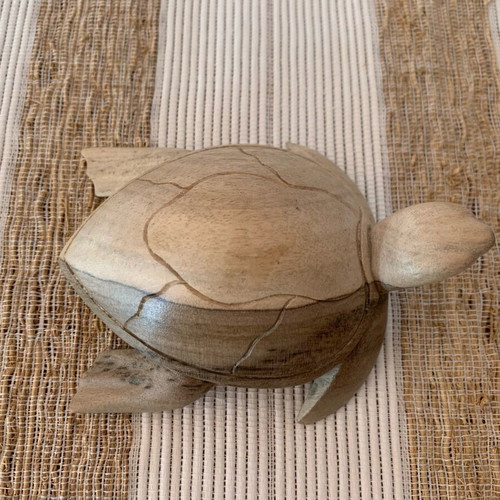 Decorative turtle handcarved from natural wood new