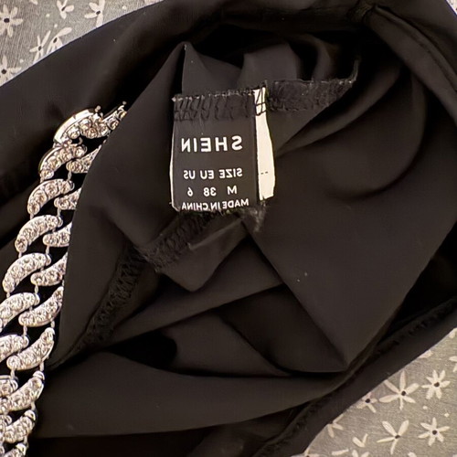 Shein black top with silver detail, size M