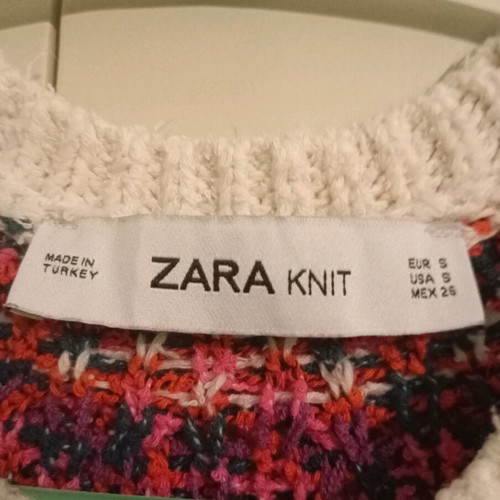 Zara Knit knitted sweater used, size L, white multicolor