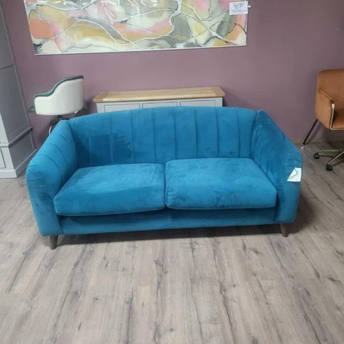 Designer Blue Fabric Sofa Large Double New