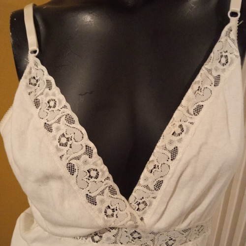 German vintage sleeveless blouse with lace, 100% cotton, XL/XXL