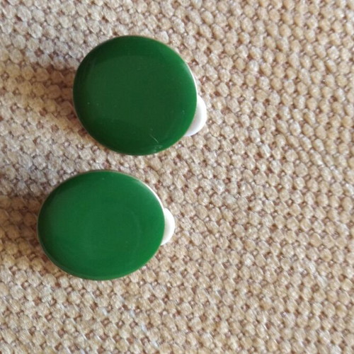 Green Clip-On Earrings New, 70s Style