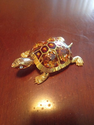 24K Gold Plated Turtle with Swarovski Crystals