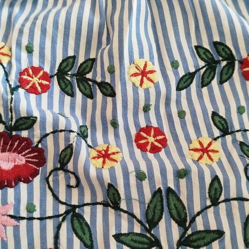Zara girls blouse 13-14 years striped with embroidered flowers like new