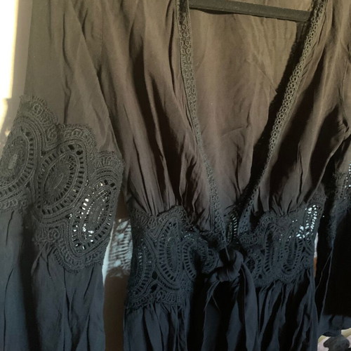 BSB Collection black cardigan new with boho sleeves and lace tie