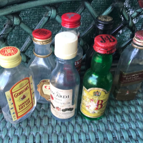 Miniature liquor bottles used, pack of 7 vintage 90s